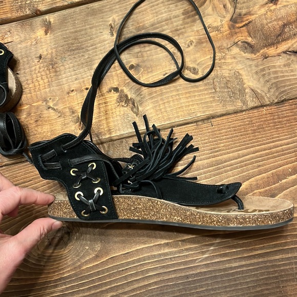 SAM EDELMAN Boho Fringe Leather sandals - Picture 7 of 10